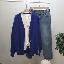 상상그이상 여성용 소프트 캐시미어 브리 라인 니트가디건