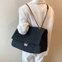 도오빠 멘토로몬 여성 숄더백 체인 빅사이즈 유니크 캔버스 스퀘어 퀼팅 핸드백 대용량 보부상 가방 쇼퍼백 여자숄더백