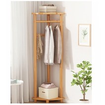 옷걸이 모서리 공간활용 대나무 선반 2단행거(A 네츄럴)