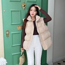 토마토팩토리 여성용 제임 하이넥 웰론 포켓 스트링 패딩 조끼(3color)