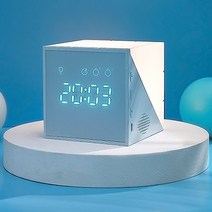 [티에스타] 큐브 스누즈 무드등 LED 미니탁상 음성인식 무소음알람시계, 그레이