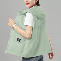 MOSAIRATION여름 가을 여성 조끼 경량 바람막이 조끼 후드 베스트 마담의류 빅사이즈 WZB0805018