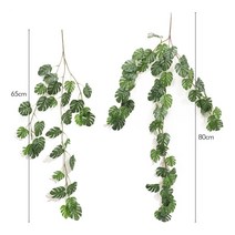 벽면녹화 플랜트월 수직정원 벽걸이화분 80cm 열대 야자수 인공 플라스틱 식물 화환 벽 교수형 큰 몬스테라 홈 정원 거실 천장 장식, 2(80cm)