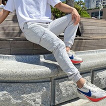 간빠레 썸머쿨 남성 반밴딩 스판 린넨 카고 조거팬츠