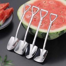 [1+1 제공] 귀여운 삽 모양 15.5cm 예쁜 티스푼 커피스푼 차스푼 요거트스푼 롱티스푼 미니스푼 디저트스푼 요거트숟가락 카페스푼 과일포크 요플레스푼 롱머들러 칵테일스푼 답례품, 삼각형 삽모양, 사각형 삽모양
