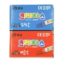 [문교화학] 6각 크레파스 12본/단색, 파랑