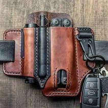 맥가이버툴레더맨 멀티툴용 가죽 칼집 EDC 포켓 오거나이저 벨트 및 손전등 캠핑 야외 도구용 키 홀더 포, 02 Leather Brown