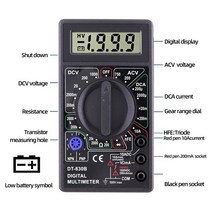디지털멀티미터 프로브 압력 멀티 전압 휴대용 LCD 디지털 멀티미터 DT830B AC DC 750 V 1000V 전압계 전류계 옴 테스터 높은 안전성, 1개
