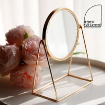 풀커버링 골드 레이스 탁상 거울 스탠드 화장대 정리 카페 인테리어 엔틱 테이블 촬영 소품, 단품
