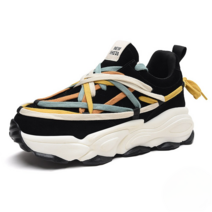 도오빠 홀리커 남여공용 키높이 운동화 스니커즈 가죽 블랙 5CM 통굽 어글리슈즈 남자 여자 스포츠 커플 신발