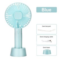 전기선 리드선 전등 스위치 미니 휴대용 팬 USB 충전식 데스크탑 쿨러 인공 호흡기 야외 냉각 여행 핸드 플로어 스탠딩, [02] 파란