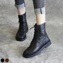 도오빠 여성 워커 부츠 신발 가죽 레이스업 로우힐 여자워커 사이드지퍼 가을 겨울 봄