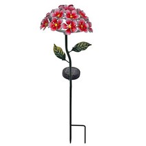태양광패널 LED 태양 빛 인공 수국 시뮬레이션 꽃 야외 정원 잔디 장미 램프 마당 예술 홈, [02] 1 head red