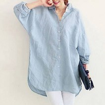 이노뱅크 오버핏 뒷 핀턱주름 롱 셔츠 남방 INO280A