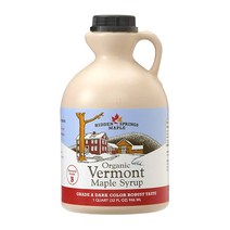 히든스프링 버몬트 메이플 시럽 카페 핫케익 캐나다 브라운슈가 설탕 946ml(32oz)