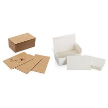 100pcs 빈 크래프트 종이 명함 Word 카드 100pcs 빈 흰색 골 판지 종이 메시지 카드 명함, 하나, 나무 색상 및 화이트
