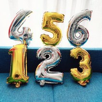 [오늘발송] 숫자풍선 16인치 은박 호일풍선 생일파티용품 레터링, 1, 골드