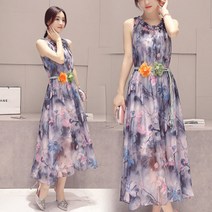 C.ONLIE SHOP여자 롱쉬폰 플레어 원피스 민소매 드레스 HMA158 원피스 하객룩 하객원피스