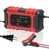 해피아워샵365 EAFC 지능형 자동차 바이크 오토바이 배터리 충전기 펄스 수리 SUV AGM 딥 사이클 젤 납산 고속 스마트 충전 12V 6A, [03] Red US Plug, 1개
