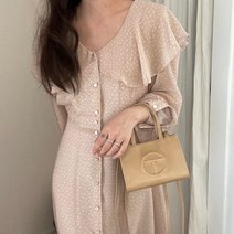 [랜덤플레이] 빈티지 쉬폰 복고풍 빅카라 단추 원피스