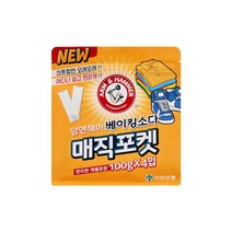 유한양행 [본사직영] 암앤해머 베이킹소다 매직포켓 옷장용 냄새탈취제(100g 4입), 400g, 4개