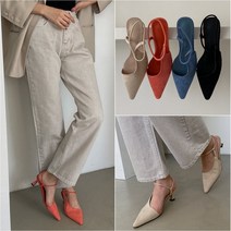스웨이드 사이드 슬링백힐 하이힐 구두 6cm