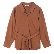 베스띠벨리 2021 가을 오픈 카라 허리벨트 블라우스2423CA