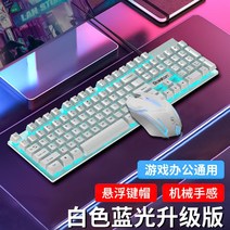 가정용 기계식 손맛 게임 노트 유선 집무한 타자 발송을 무선키보드세트, 기본, 기본, T12-잘 팔리다-백청광 키보드마우스세트-세트