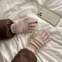 베이직 스마트터치 울 핑거 니트 장갑