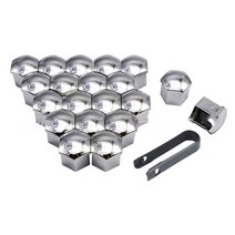 루그리 자동차 휠 너트 커버 캡 너트 장착 집게 set, 자동차 휠 너트 커버 캡 크롬 19mm 20p