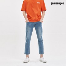 잠뱅이 남성 셀비지장식 라텍스 구제 지그재그S T 워싱 타이트 일자 데님 미디엄블루 AJ3DIG24-MB