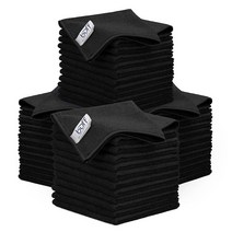 Microfiber Wholesale극세사 클리닝 천 (48팩) | 사이즈 30.5 x 30.5cm(12 x 12인치) | 다목적 극세사 타월 - 청소 먼지 광택 스크럽 흡, Black_48 Pack