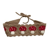 가벼운 여성 여름 반다나 터번 크로 셰 뜨개질 헤어 밴드 버섯 패턴