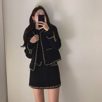 Sandro asw 작은 향기로운 바람 트위드 정장 여성 2022 가을과 겨울 새로운 한국어 버전 기질 따뜻한 투피스 정장