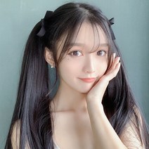 양갈래 가발, 1 건, 내추럴블랙45cm