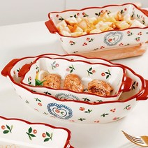 루비코코 오븐용 그라탕 수입 그릇 라자냐 오븐 그릇 트레이 치즈 플레이트 빈티지 접시, 체리사각