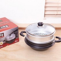 시루솥 22cm 2단찜기 스텐찜기 스팀찜기 찜냄비 찜솥, 단일사이즈