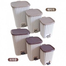 뚜껑형 라탄 페달 휴지통 소 다용도휴지통 쓰레기통, 상세페이지 참조