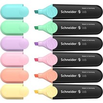 Schneider 작업 형광펜 파스텔 끌 팁 1 + 5 mm 블랙 배럴 다양한 잉크 색상 6개 형광펜 팩: 터키석 민트 바닐라 복숭아 라벤더 라이트 핑크 (115, 6 Pack_Multi-color Pastel, Multi-color Pastel_6 Pack