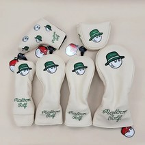 신상품 골프채 세트 퍼터 하프 라운드 원 우드 폴 커버 한판 어부 헤드 보호 케이스, 베이지(5개 세트)