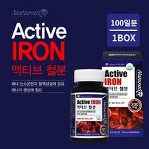 임산부 수유부 월경혈 가임기 여성 머리 어지러움 어지러울때 증상 건강 관리 에 좋은 먹는 헤모글로빈 생성 철분 영양제, 1BOX(100일분)