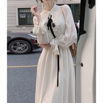 티파니에서 아침을 햅번풍 프렌치 원피스 주름 셔링 A라인 롱원피스 디너 정장