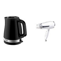 [신생활 2점 세트 구입]티파르 전기 케틀 1.5 L 온라인 한정 디자인 퍼포머 블랙 KO1548JP & 모노크롬 헤어드라이어 마이너스 이온 화이트 KHD-1385W[Amazon 한정 브랜드]