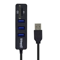 CHIPAL-3 포트 USB 2.0 허브 6 포트 USB2.0 분배기 + 카드 리더기 미니 2 인 1 카드리더 SD TF 마이크로 SD Windows XP/7/8 vist용, 블랙 3 포트 USB20