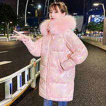 유행 패션 유광 오버핏 두꺼운 다운 방한 데일리 여자 롱패딩