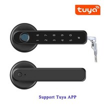 Tuya APP 원격제어 스마트 지문 번호 잠금 전기 생체 인식 코드 단일 래치 도어락 키, Support Tuya