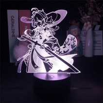 3D 홀로그램 팬 프로젝터 디스플레이 Genshin Impact Kaedehara 게임, 솔리드 블랙 베이스, 리모컨이 있는 16가지 색상