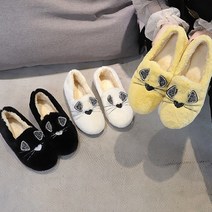 에블 대박걸 큐빅 고양이 귀 달린 귀여운 털 모카신 여자 겨울 단화 3color 225-250