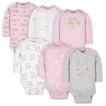 Gerber 여아용 긴팔 우주복 6팩 베어 핑크 6-9개월 US