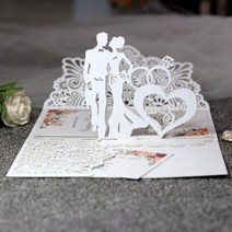 유럽 레이저 컷 결혼식 초대장 카드 3D 삼중 다이아몬드 반지 약혼 인사말 파티 호의 용품 5 개, CHINA, 125x180mm, White cover insert